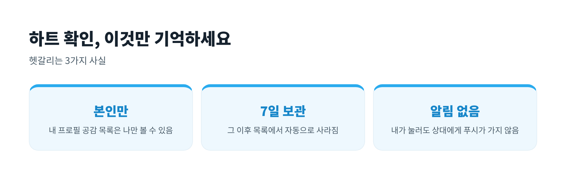 하트 확인 3가지 사실: 본인만, 7일 보관, 알림 없음